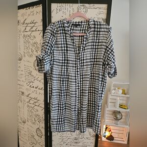 Checkered Black and White Women's Blouse